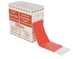 [630500] Folie-afzetlint 500 m x 80 mm rood-wit geblokt, afrolbox